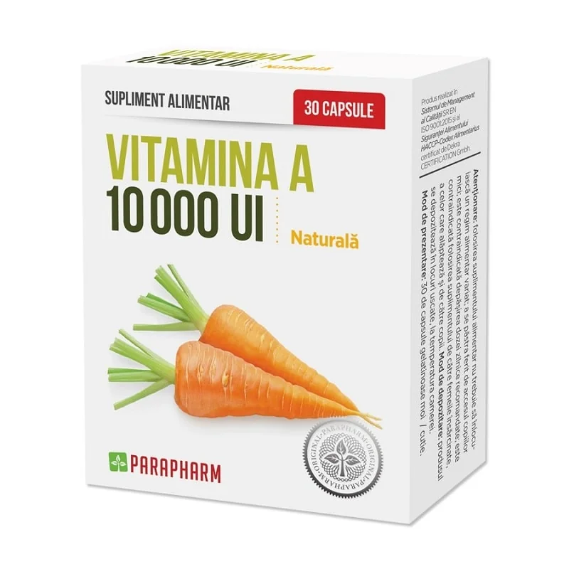 Vitamina A 10000 U.I. naturala 30 capsule