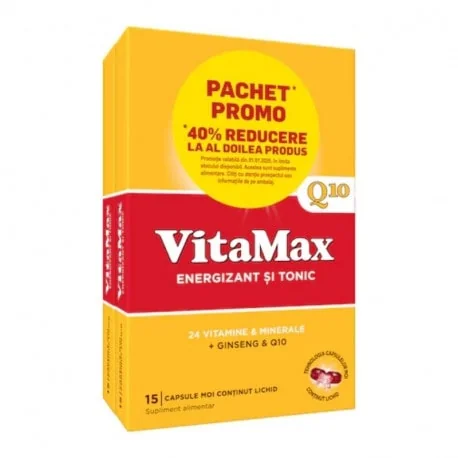 Vitamax Q10 15 capsule 1+1 40% din al II-lea