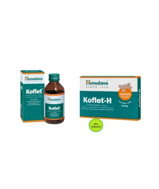 Koflet sirop 100 ml + Koflet - H cu portocale 12 comprimate 25% Reducere
