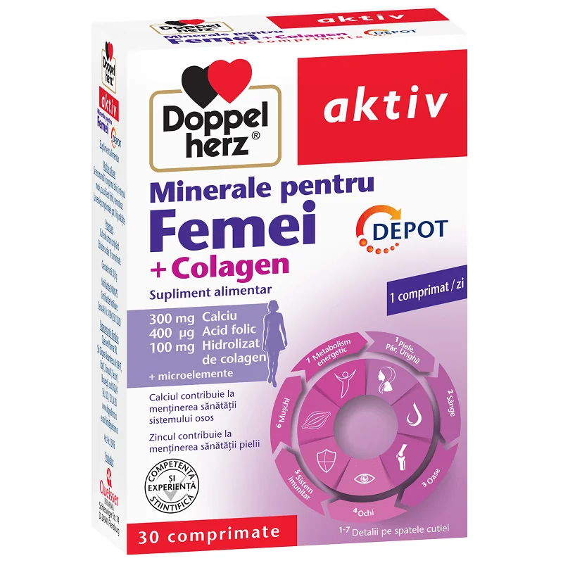 Doppelherz Aktiv Minerale pentru femei + Colagen-depot 30 comprimate