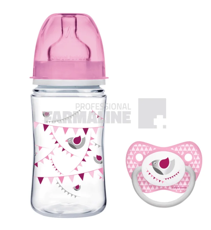 Canpol 0164 Pink Set biberon + suzeta