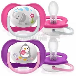 Avent SCF80/08 Suzete Ultra Air Animals 6 - 18 luni roz/mov 2 bucati