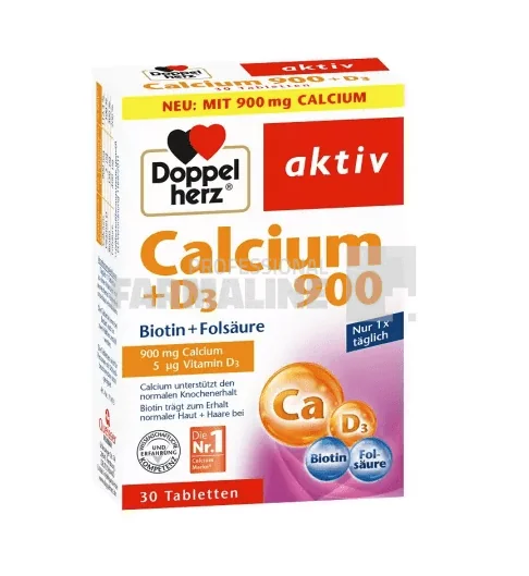 Doppelherz Calciu 900 + D3 + Biotina + Acid folic 30 tablete