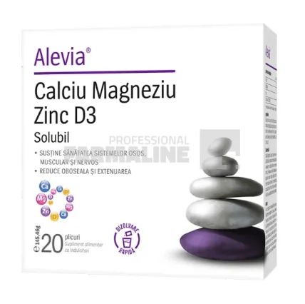 Alevia Calciu Magneziu Zinc D3 20 plicuri