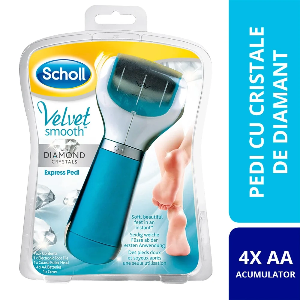 Scholl Velvet Smooth Express Pedi Pila electronica cu cristale de diamant
