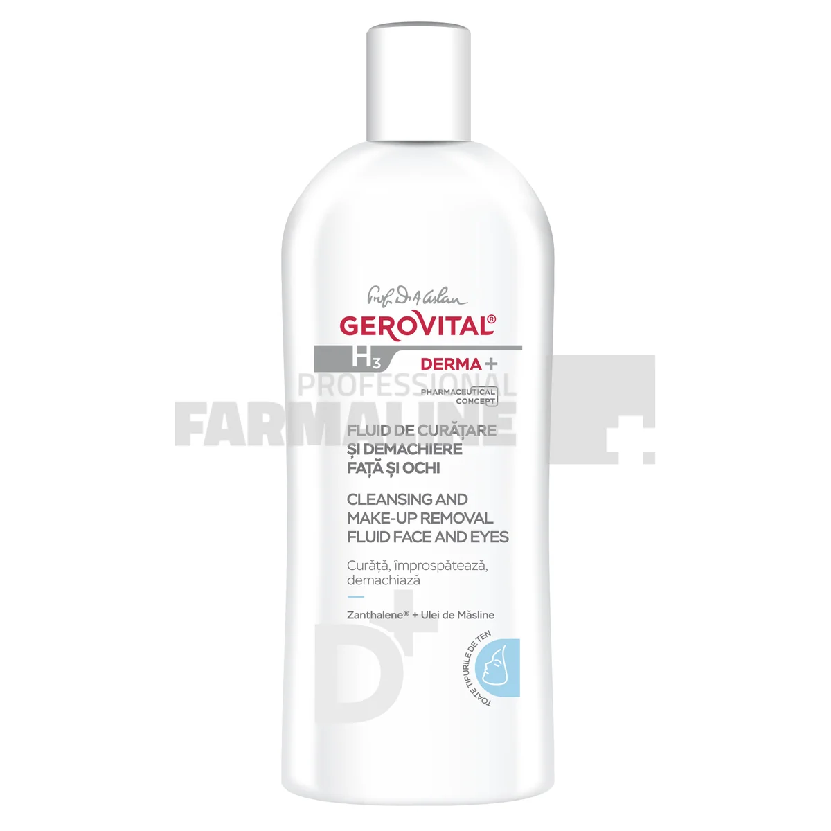Gerovital H3 Derma+ Fluid de curatare si demachiere fata si ochi 200 ml
