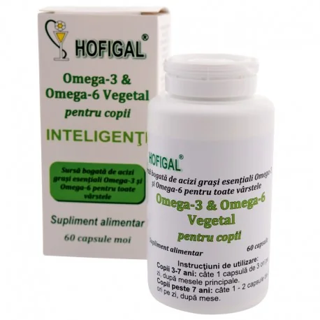 Omega 3 si Omega 6 Vegetal pentru copii 60 capsule moi