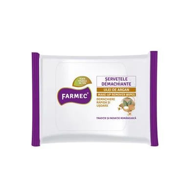 Farmec Servetele demachiante cu ulei de Argan 20 bucati