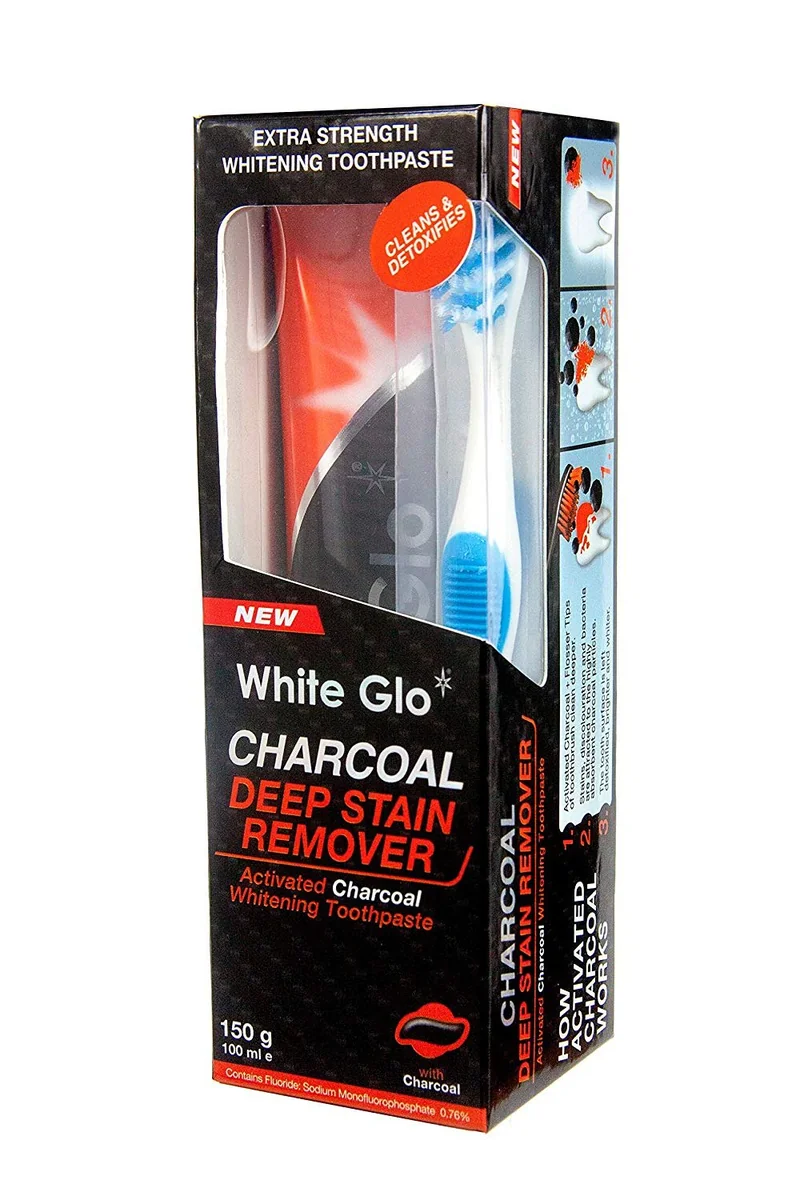 White Glo Deep Stain Remover Charcoal Pasta de dinti 100 ml