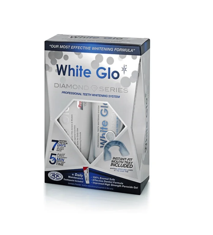 White Glo Diamond Series Whitening Kit Gel pentru albire 50 ml + Pasta de dinti 100 ml + Gutiera