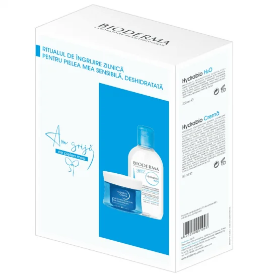 Bioderma Pachet Hydrabio Crema hidratanta piele uscat/sensibila 50 ml + Hydrabio H2O Apa Micelara 250 ml