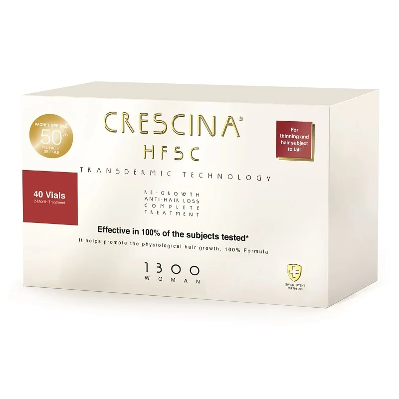 Crescina HFSC 1300 Femei Tratament complet transdermic ( 20 fiole Re-Growth + 20 fiole Anti - Hair Loss )