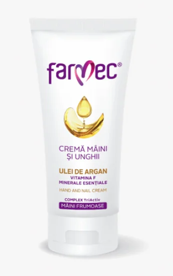 Farmec Crema maini si unghii cu ulei de argan, vitamina F si minerale esentiale 100 ml