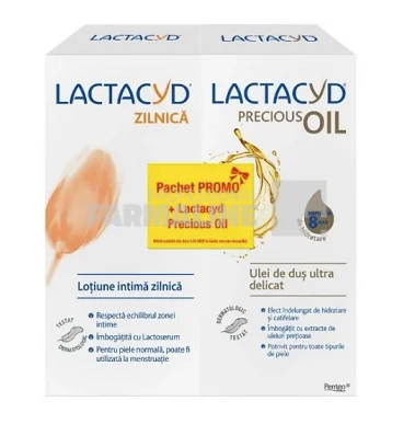 Lactacyd Clasic lotiune ingiena intima cu lactaserum 200 ml + Lactacyd Precious oil 200 ml  pachet promo