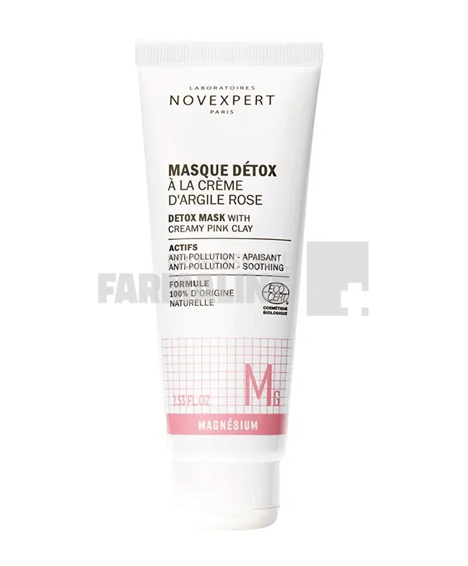 Novexpert Masca Detox cu argila roz,textura cremoasa - magnesium 75 ml