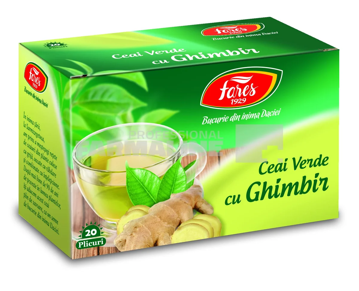 Fares Ceai verde cu ghimbir 20 plicuri