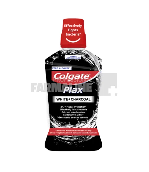 Colgate Plax White + Charcoal Apa de gura 500 ml