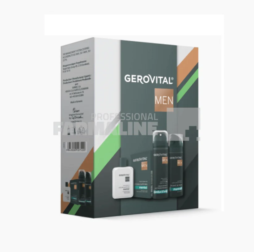 Gerovital Men caseta  Lotiune ras 100 ml + Deo Seductiv 150 ml + Spuma ras mentol 200 ml