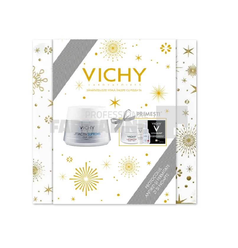 Vichy Trusa Xmas 2023 Liftactiv Supreme Crema de fata antirid pentru ten normal si mixt 50 ml +  Liftactiv Crema de noapte antirid pentru toate tipurile de ten 15 ml