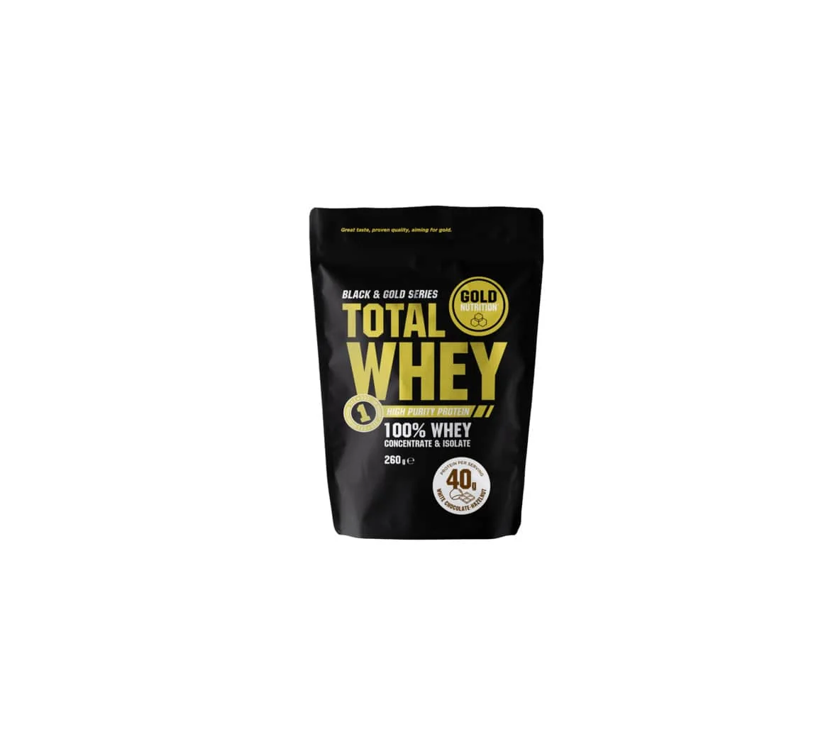 Gold Nutrition Total Whey ciocolata alba si alune 260 gr