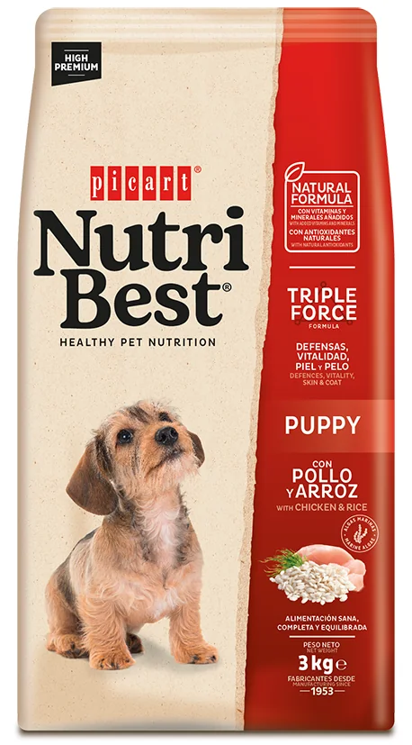 Hrana Uscata Caini Premium, NutriBest Puppy, Pui si Orez, 3 kg
