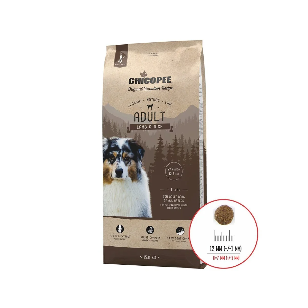 Hrana Uscata Caini, Chicopee Classic Nature Line, Adult, Lamb & Rice, 15 kg