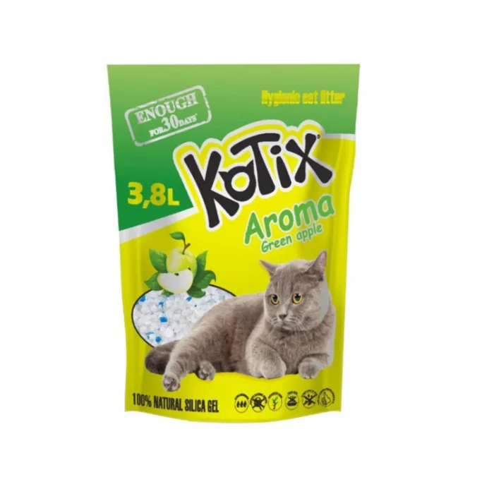 Asternut Igienic Silicat pentru pisici, Kotix Mar Verde, 3.8L