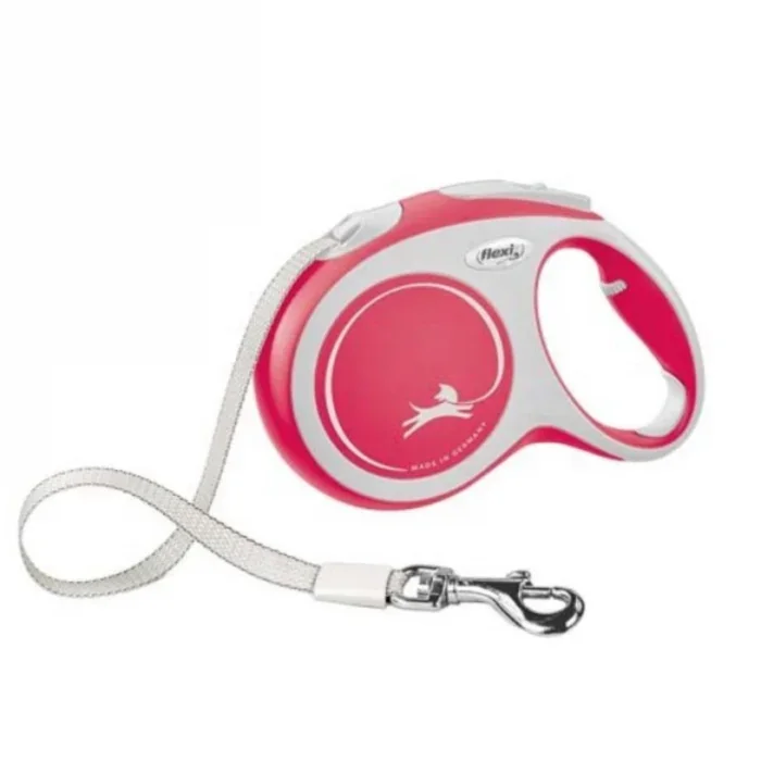 Lesa pentru caini Comfort banda, Flexi, Retractabil, Pana la 60 kg, L, 5 metri, Rosu
