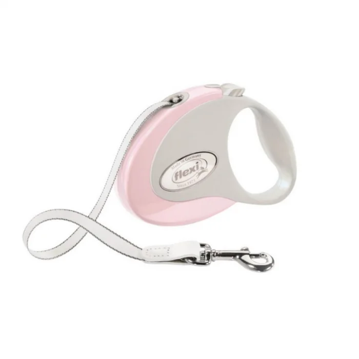 Lesa pentru caini Style banda, Flexi, Retractabil, Pana la 12 kg, S, 3 metri, Roz