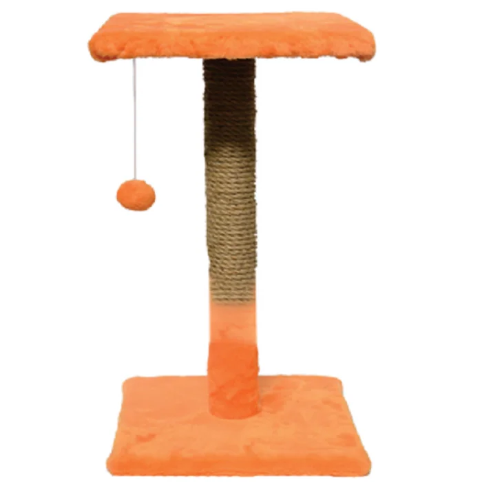 Ansamblu de joaca pentru pisici tip polita pe suport cu ciucure portocaliu 50 x 30 x  30 cm