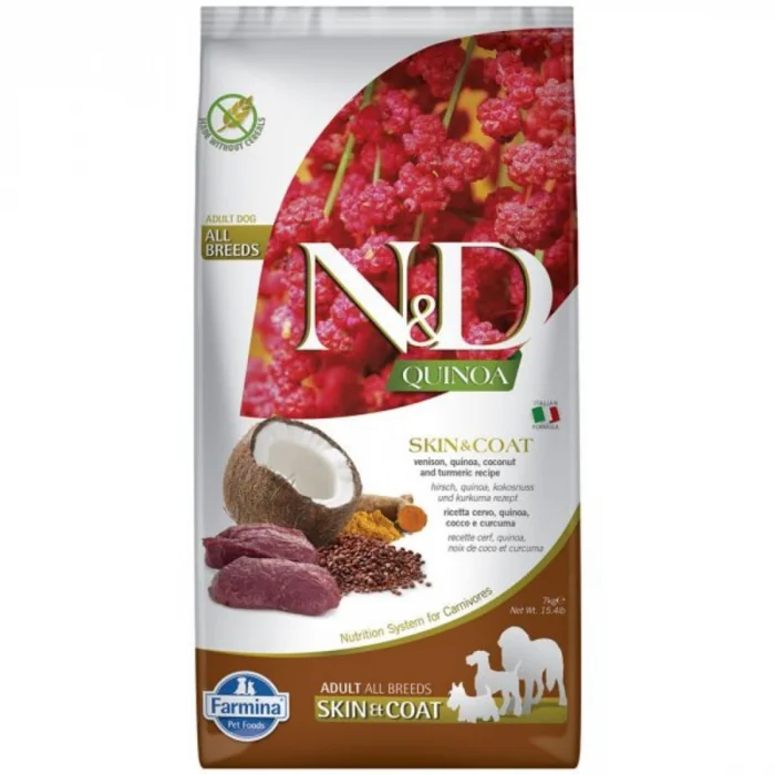 ND QUINOA hrana uscata caine cu  vanat pentru piele si blana, 7 kg