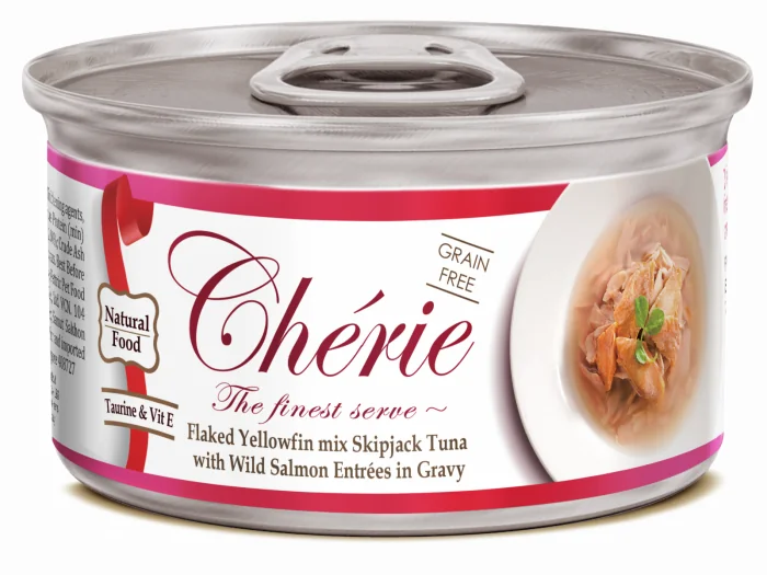 Cherie Adult Cat Grain Free Mix Fulgi de Ton cu Somon Salbatic in Sos 80 g