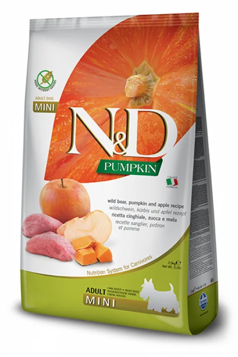 ND Pumpkin Grain Free Mini Adult Adult, Mistret, Dovleac si mar, 7 kg