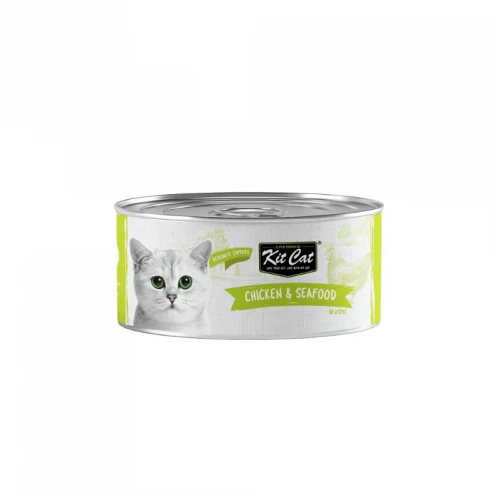 Hrana umeda pentru pisici Kit Cat Pui fara Oase  Toppinguri de Fructe de Mare, 80g