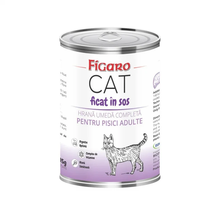 Hrana umeda pentru pisici figaro cat Ficat in sos conserva 415g