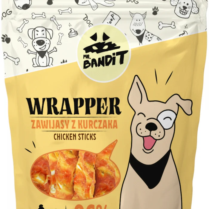 Recompense pentru caini Mr. Bandit WRAPPER XL, 13CM, pui, 500g