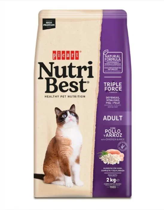 Hrana uscata pentru pisici adulte Nutribest Cat Adult, Pui si Orez, 2kg