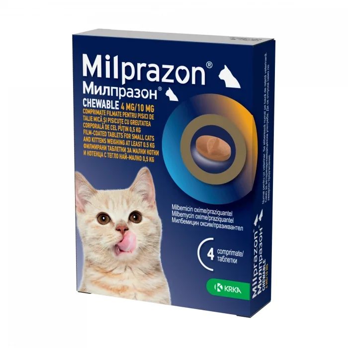 Milprazon chewable 4mg 10mg pisici 4 comprimate