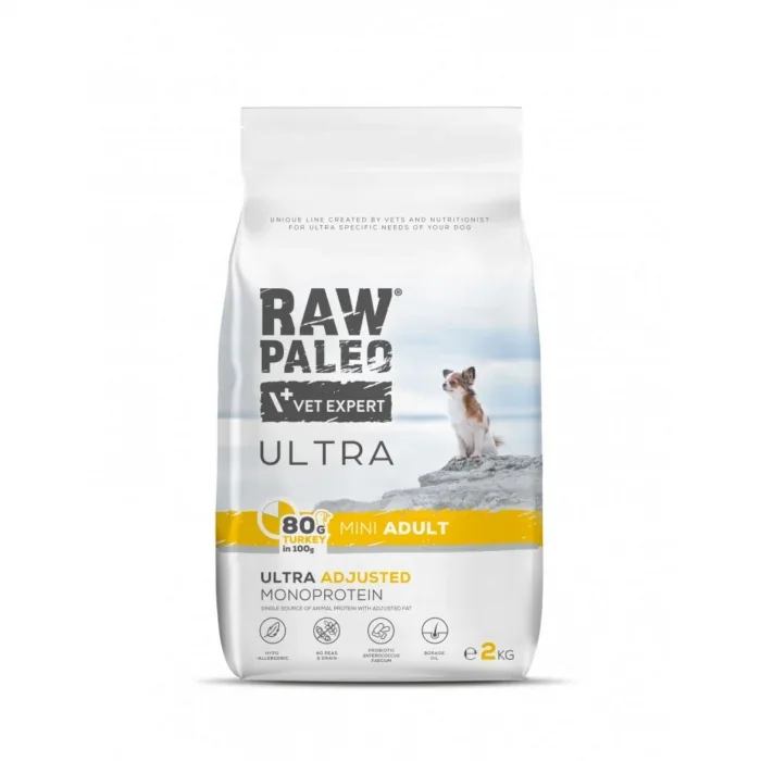 Hrana uscata pentru caini Raw Paleo Ultra Turkey Mini Adult 2kg