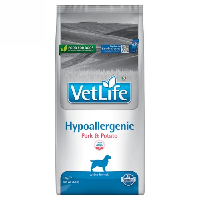 Vet Life Farmina, Hypoallergenic Pork  Potato caine, 12 kg