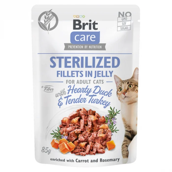 Brit Care Cat Sterilized Fillets in Jelly with Hearty Duck Turkey 85 g