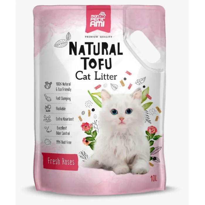 Asternut igienic pentru pisici Tofu Trandafir, Mon Petit 10 l