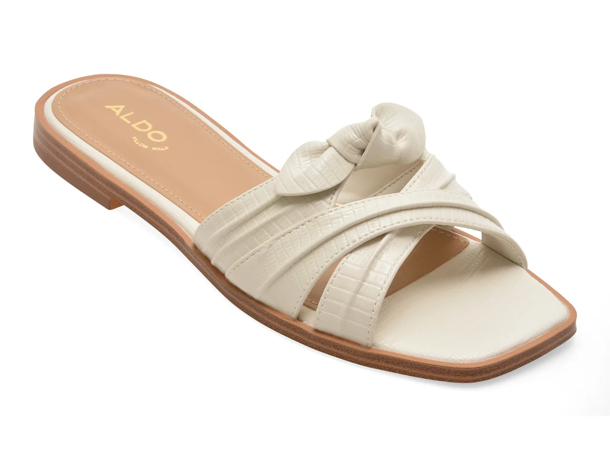 Papuci ALDO albi, SUNBEAM 121, din piele ecologica