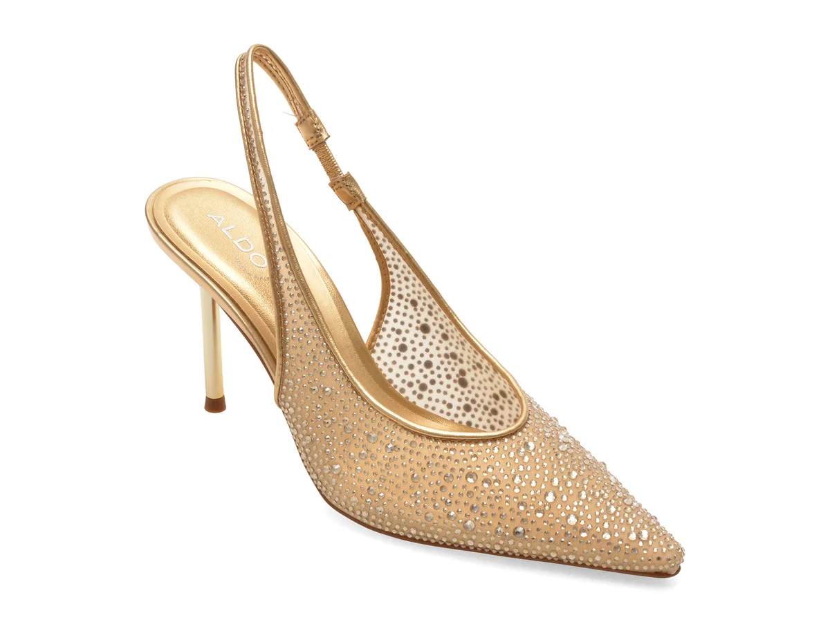 Pantofi eleganti ALDO aurii, MERA 710, din material textil