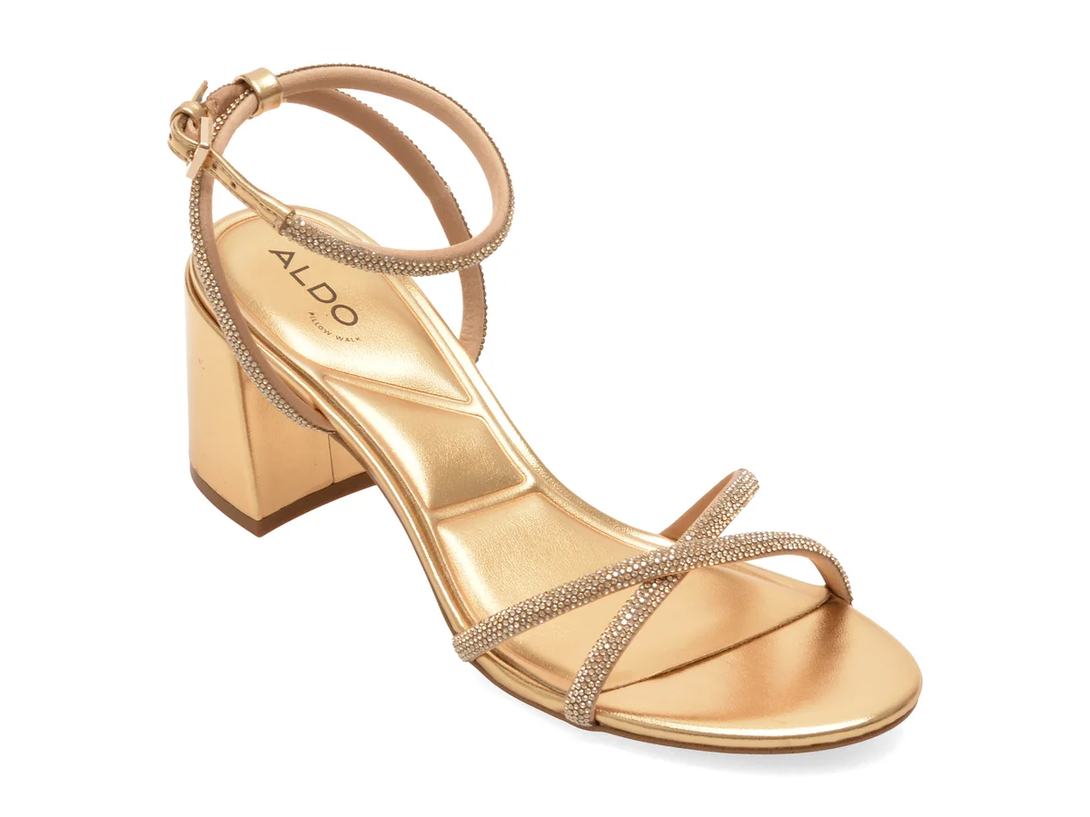 Sandale elegante ALDO aurii, BOUCLIETTE 711, din piele ecologica