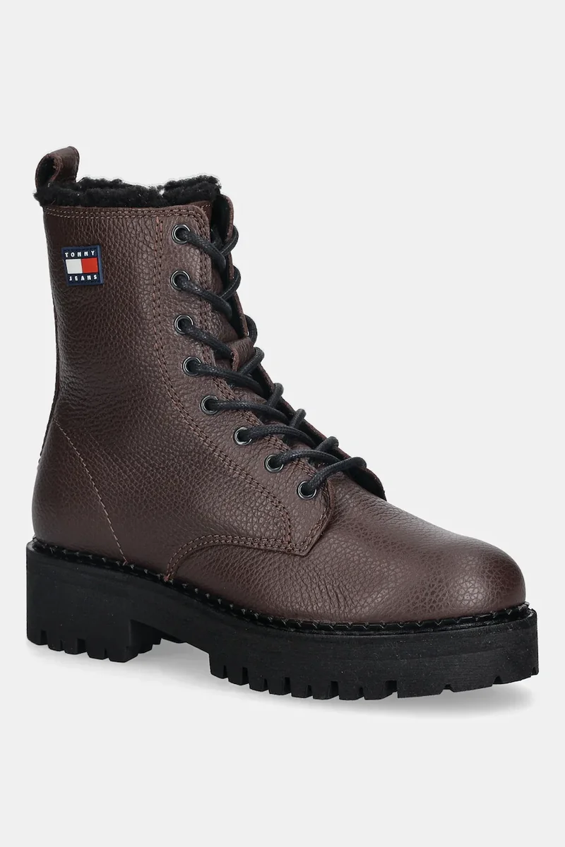 Tommy Jeans cizme de piele TJW URBAN LACEUP BOOT WL