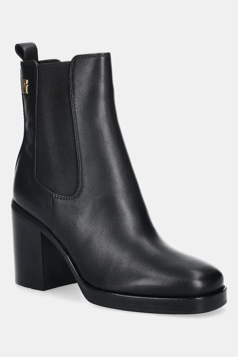 Tommy Hilfiger cizme de piele SQUARE TOE CHELSEA HIGH BLOCK HL