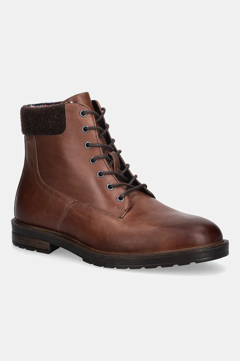 Tommy Hilfiger bocanci de piele CLEATED HILFIGER W LTH BOOT