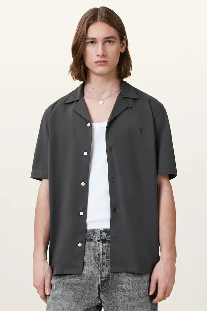 AllSaints cămașă pentru bărbați de bumbac HUDSON