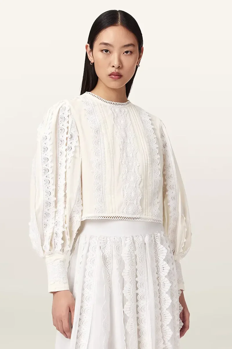 AllSaints bluză din bumbac HART